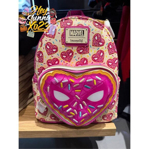 Loungefly Marvel Spider-Man Sprinkle Donut Mask Mini Backpack NWT Loungefly Marvel Spider-man Sprinkle Heart Donut Mask  main image 2